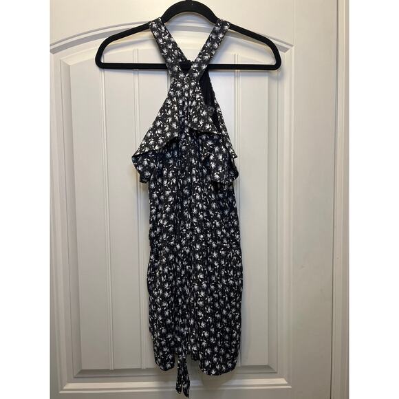Ann Taylor Loft Women’s Bluebell Flounce Halter‎ Romper Size XXSP Black White - Picture 2 of 5